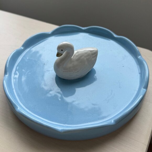 Ceramic Swan Ring Holder Dish – Jewelry Tray Vanity Decor - Picture 1 of 8